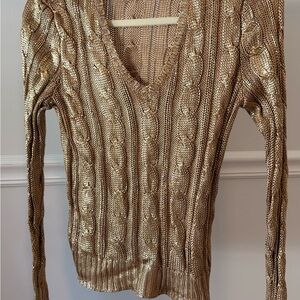 Ralph Lauren Gold V-Neck Sweater